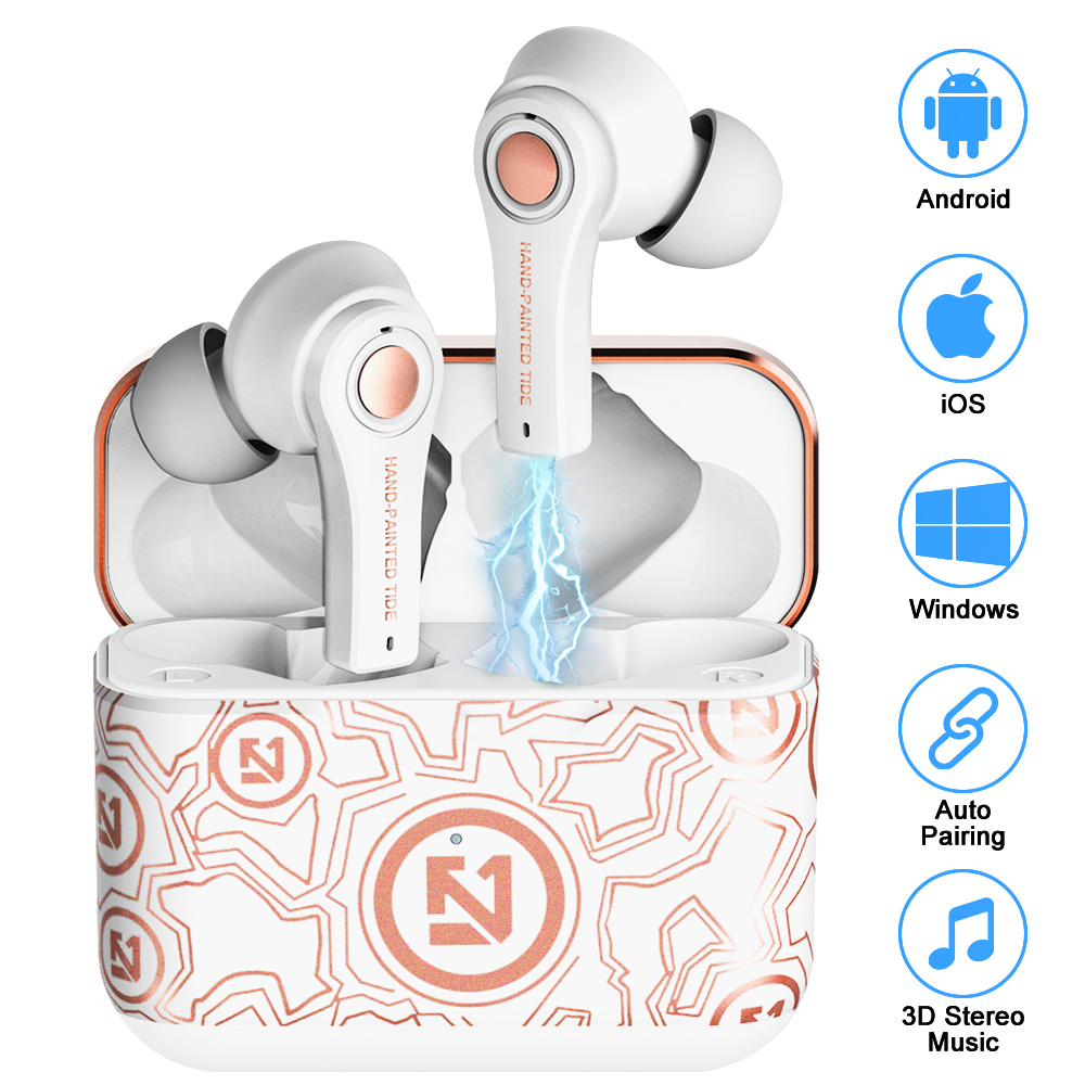 Wireless Bluetooth Earbuds for iPhone, Noise Cancelling Bass Boost