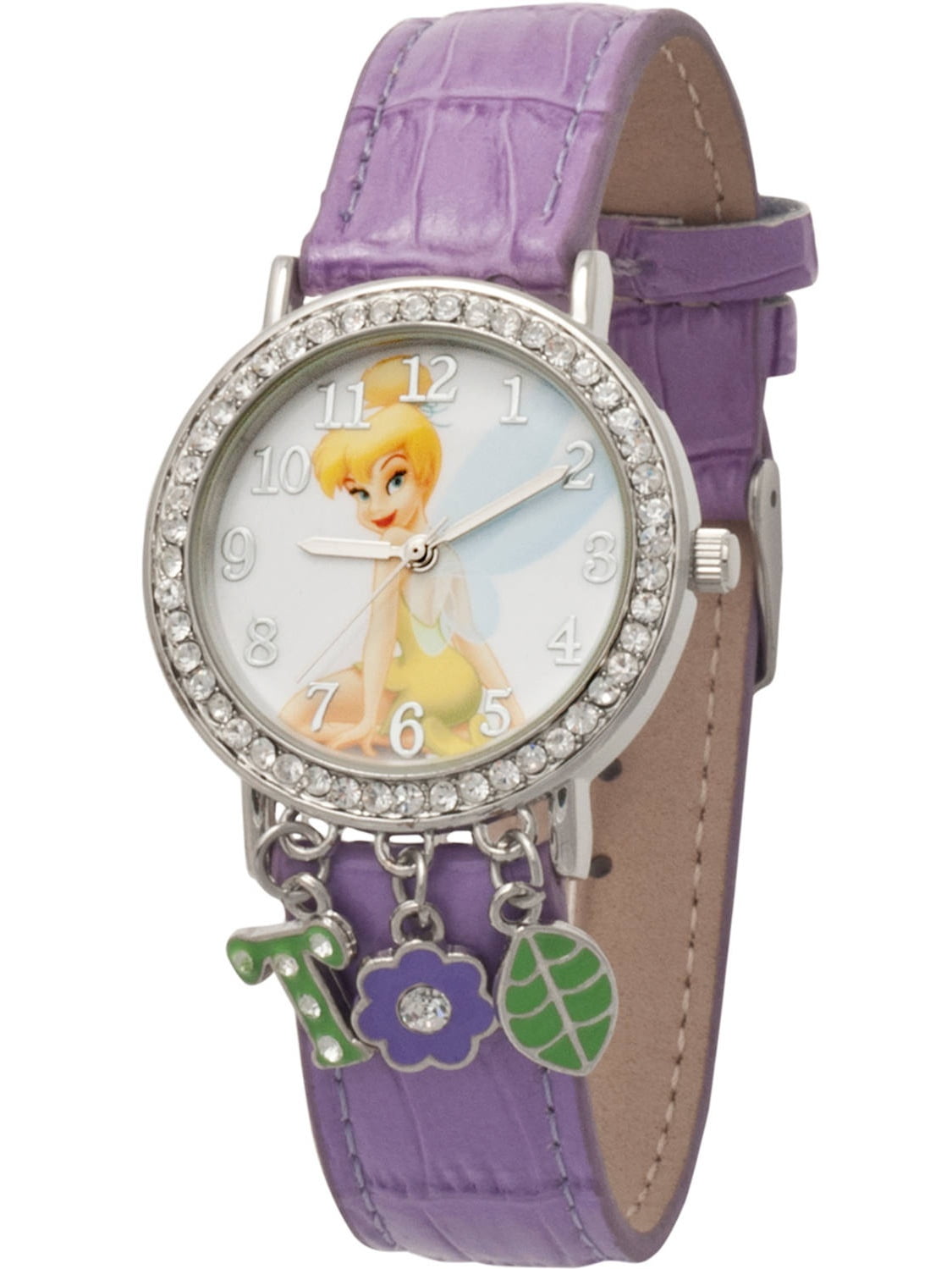 Tinker Bell Adult Analog Dangling Charms Purple PU Strap Watch