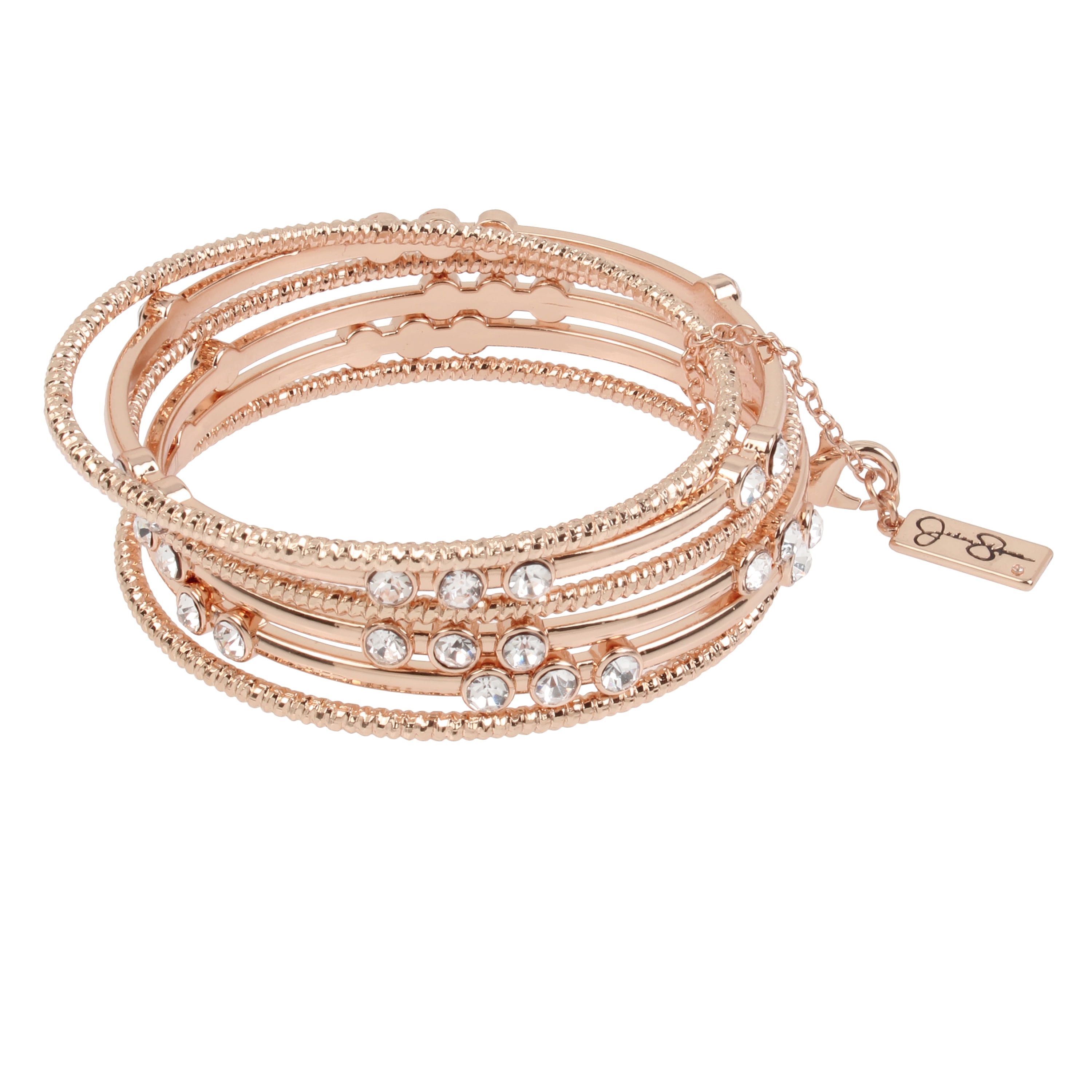 Delicate Crystal Simulated Glass Pearl Bead Hinged Bangle Bracelet In Rose Gold