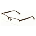 thumbnail image 2 of Men Premium Optical Frame Wide Large Head Reading Glasses Half Rim Metal - Clear Lens Reader DRM01 149MM +3.25, 2 of 5