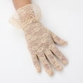 thumbnail image 2 of Elegant Lace Gloves for Women Full Finger Floral Lace Gloves with Ruffle Wrist for Wedding Party Prom, 2 of 3