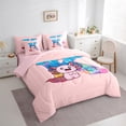 thumbnail image 3 of Manfei Girl Personalized Gifts 7pcs Bedding Comforter Set,Colorful Letter K Queen Bedding Sets,Cartoon Axolotl Watercolor Croal Queen Sheet Sets For Princess,Lightweight Room Decoration Reversible, 3 of 8