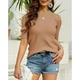 thumbnail image 2 of Zbyclub womens puff short sleeve sweaters pullover shirt tops crew neck lightweight knit sweater blouses, 2 of 11