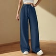 thumbnail image 2 of XUNKUSGA Cutton Linen Pants Women Solid Color Elastic Waist Womens Pants Straight Leg Loose Fit Wide Leg Pants Woman Comfy Stylish Palazzo Pants for Women, 2 of 8