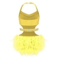 thumbnail image 2 of Haitryli Kids Girls Feather Tutu Skirt Leotard Rhinestone Latin Dance Unitard Jazz Modern Lyrical Dancewear Yellow 8, 2 of 5