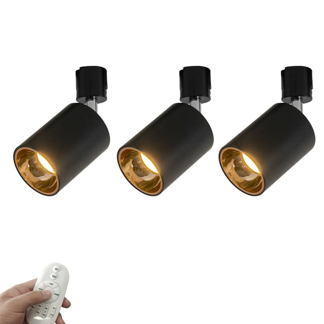 FSLiving Lumière de Suivi Type J avec Télécommande, 4 Températures de Couleur Angle Réglable Pivotant 12W LED Spot Vintage Éclairage Piste Doré à l'Intérieur pour Couloir Maison Bureau - Lot de 3 (Sans Piste)