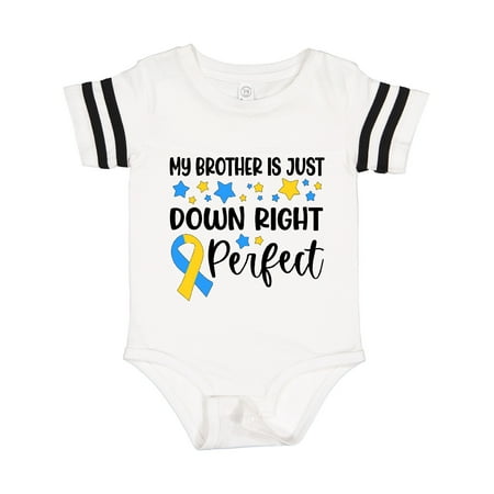 

Inktastic My Brother is Just Down Right Perfect- Down Syndrome Awareness Ribbon Gift Baby Boy or Baby Girl Bodysuit