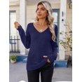 thumbnail image 2 of FUNING Womens Sweaters Fall 2025 Long Sleeve Knit Pullover V Neck Lightweight Crochet Sweater Tops Dressy Casual, 2 of 6