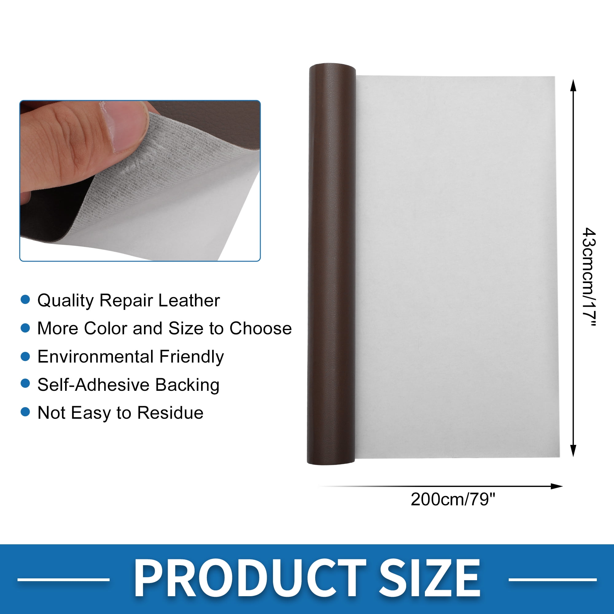 Unique Bargains Self Adhesive Leather Repair Patch Strong Stickiness Leather Repair Tape Leather 1 Pcs Dark Brown 17" x 79"