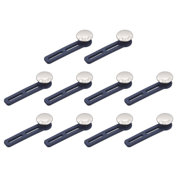 Button Extenders, 10pack - Alloy & Silicone Jean Button Extender(Silver,2.13")