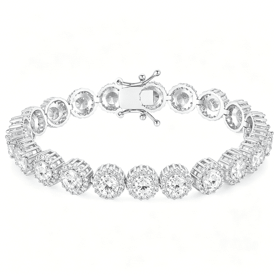 DESIGNICE Tennis Bracelet for Women 1 Row 18K Yellow Gold/White Gold Plated 5mm Round Cubic Zirconia Bracelets 6.5-8.5 inch