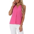 thumbnail image 4 of INSPIRAR CHIC Blusa sin mangas de gasa con cuello en V para oficina de mujeres S Rosa intenso, 4 of 6