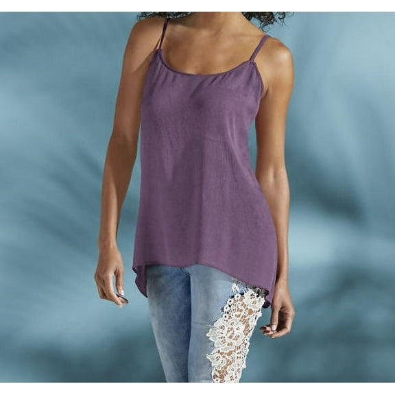 Masseys Women's Draped Shark Bite Cami in Lavender - S