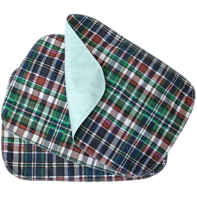 Platinum Care Pads 1 PACK - Plaid Small Washable Chair Pad Bed Pad / Small Reusable Incontinence Chair Underpad 17x24 - Perfect For Children And Adults Incontinence Protection