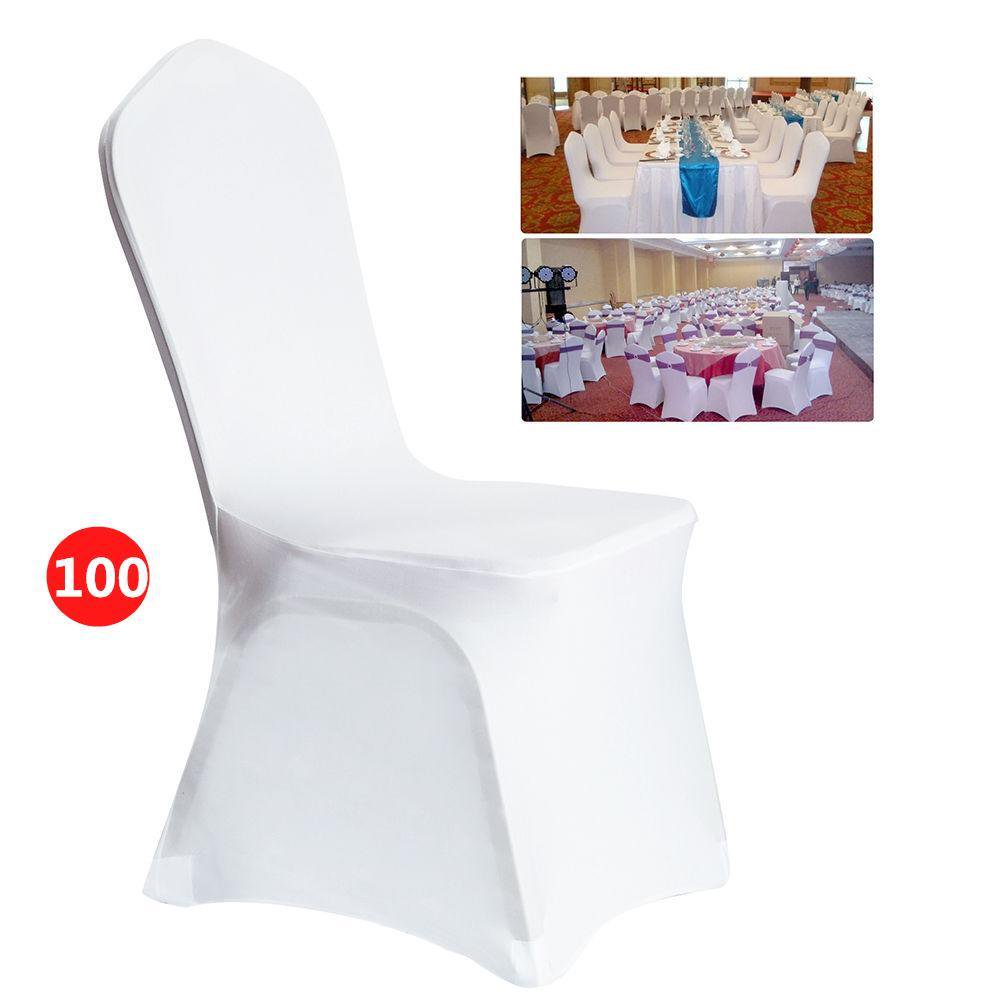 100PCS Chair Covers White Spandex Folding Chair Covers for Wedding