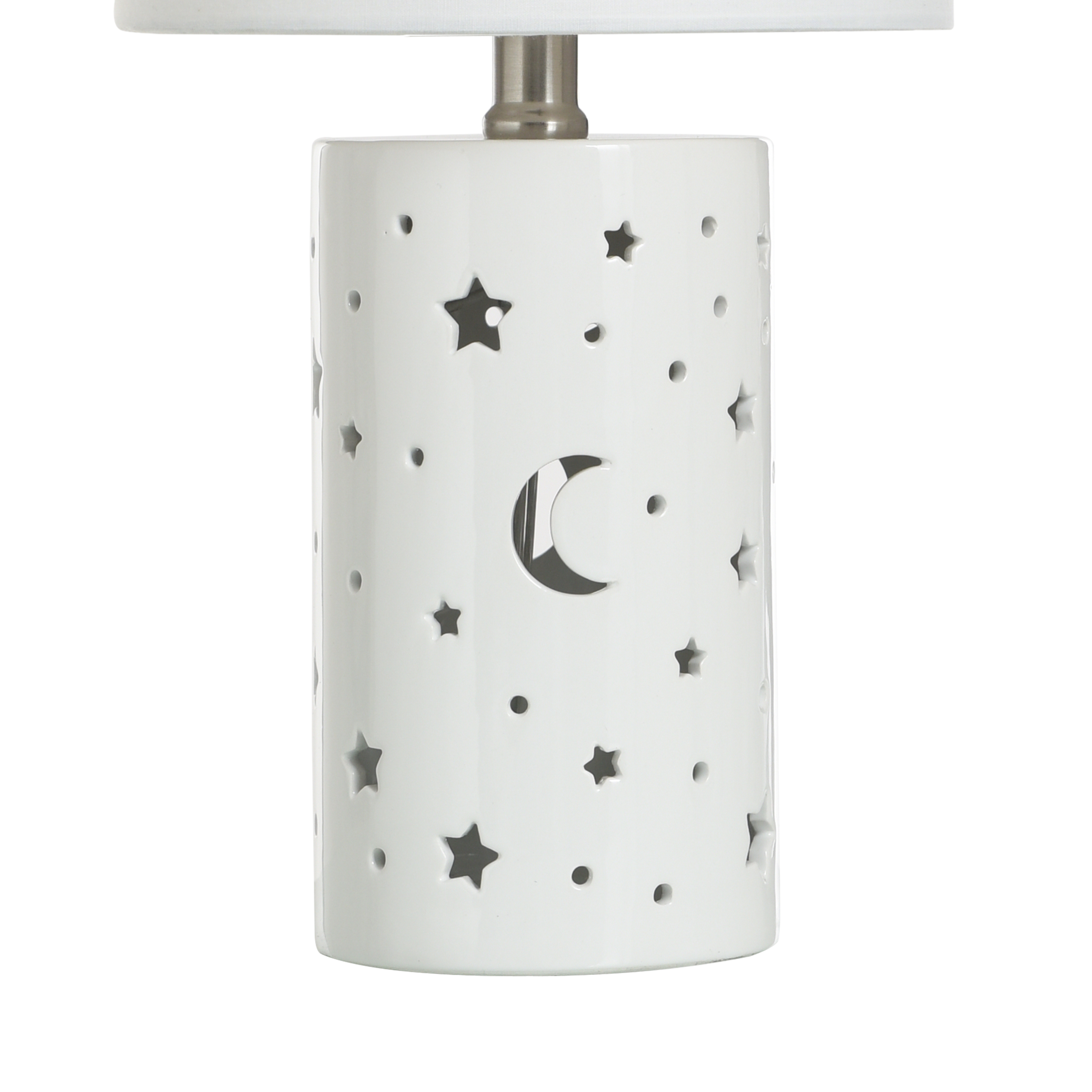 Your Zone Nightlight Table Lamp with White Shade, 8.5"L x 8.5"W x 17"H, Stars and Space-Themed Design