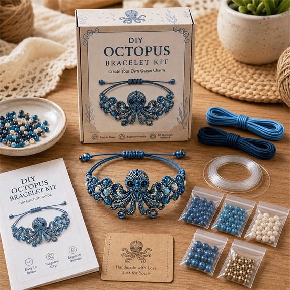 DIY Three-Dimensional Beaded Bracelet Making Kit, Various Animals Pattern Jewelry Craft Kit with Full-Color Instruction Sheet for Craft Lovers