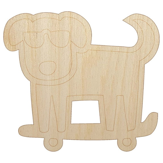 Rad Dog on a Skateboard Wood Shape Unfinished Piece Cutout Craft DIY Projects - 4.70 Inch Size - 1/4 Inch Thick
