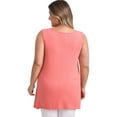 thumbnail image 3 of DARING DIVA Women's Plus Tank Top High Low Hem Casual Blouse with Pockets 4X Coral Pink, 3 of 5