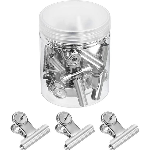 Push Pin Clips, 20 Pack Metal Thumb Tacks with Clip for Office Artwork Cork Board, Silver