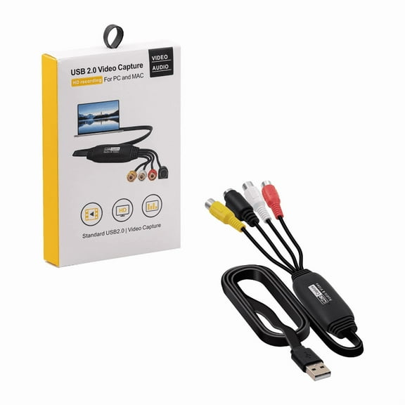 USB 2.0 Audio Video Capture Card Device VHS DV Hi8 DVD VCR to Digital Adapter Converter for Mac/PC/Windows/Android /Vista/XP