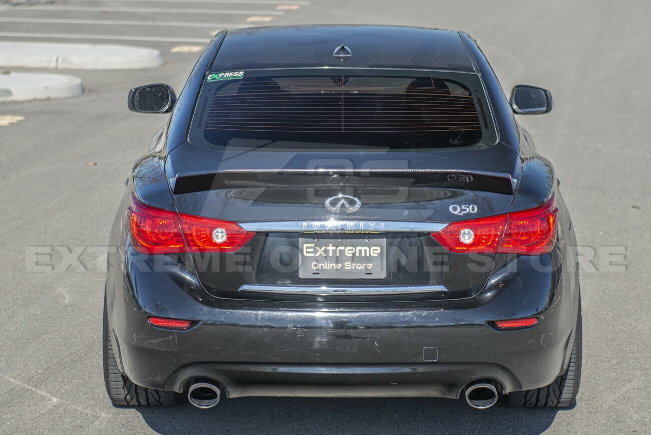 Replacement For 2014-Present Infiniti Q50 Models | Liberty Walk Style  Carbon Fiber Rear Trunk Lid High Kick Wing Spoiler