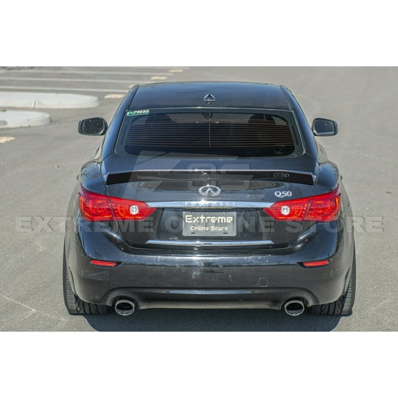 Replacement For 2014-Present Infiniti Q50 Models | Liberty Walk Style Carbon Fiber Rear Trunk Lid High Kick Wing Spoiler