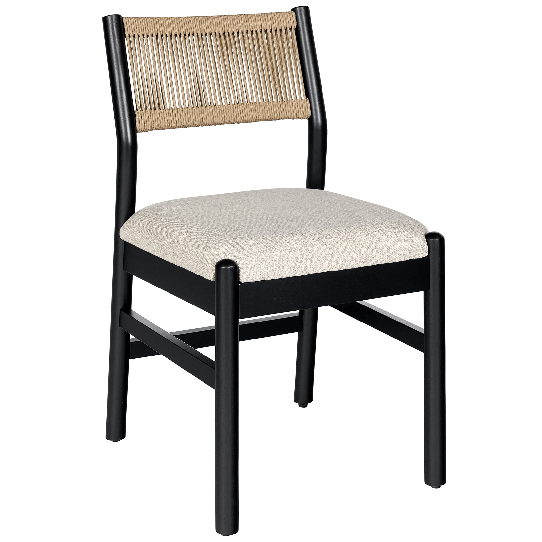 Better Homes & Gardens Lillian Fluted Dining Chair Set of 2, Black Frame with Cream Cushions