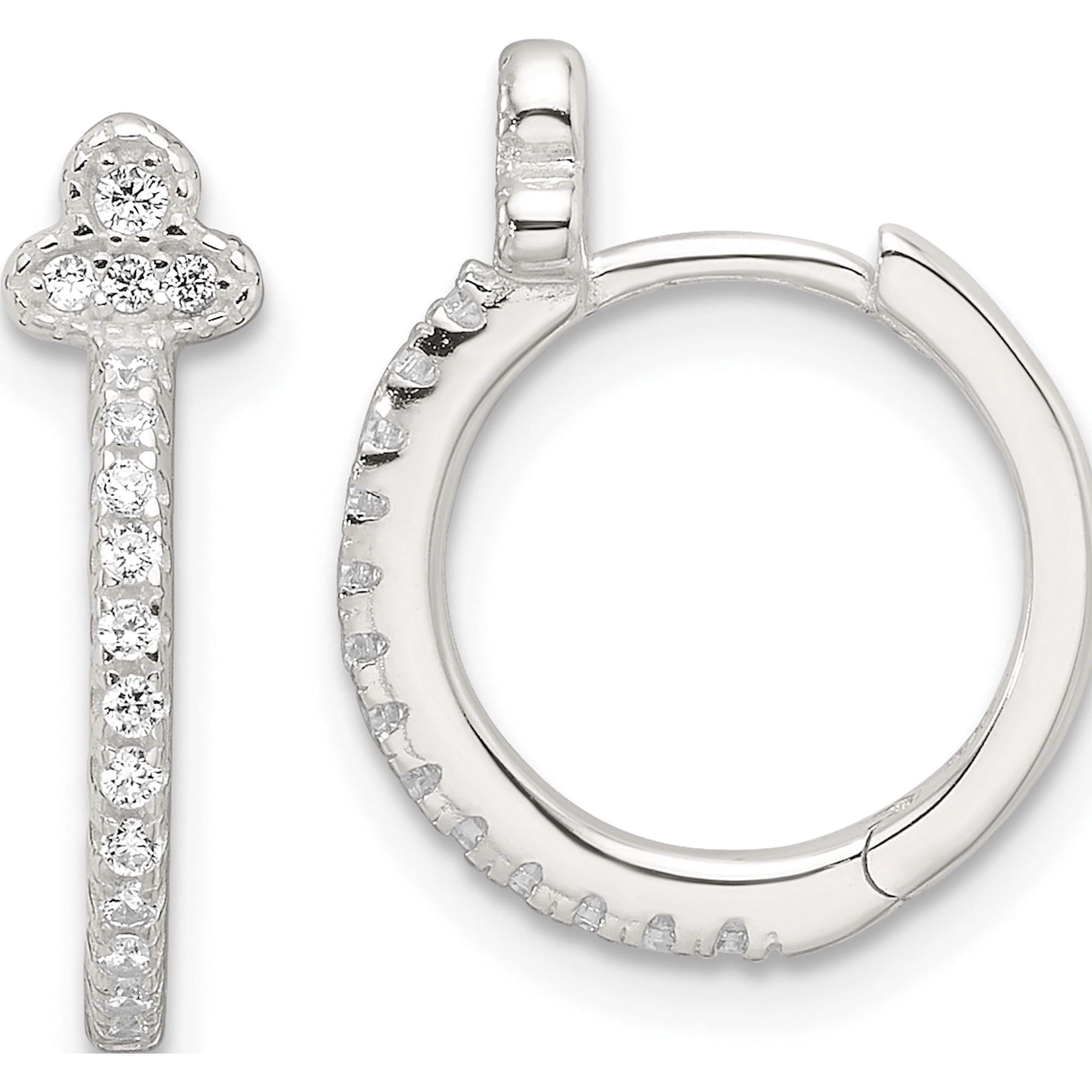 Jewelry by Sweet Pea Sterling Silver E-Coating Fancy CZ Hinged Hoop Earrings
