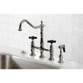 thumbnail image 4 of Kingston Brass KS1276PKXBS Duchess Bridge Kitchen Faucet with Brass Side Sprayer, Polished Nickel, 4 of 7