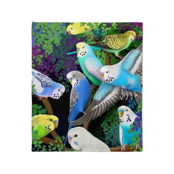 CafePress - Budgerigars In Ferns Throw Blanket - Soft Fleece Throw Blanket, 50"x60" for All Ages