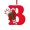 B, variant on Opvise Red Color 26-Letter Hanging Ornaments with Lanyard & Christmas Flower Charms Christmas Tree Drop Decoration Holiday Party New Year Christmas Home Decoration for Christmas R