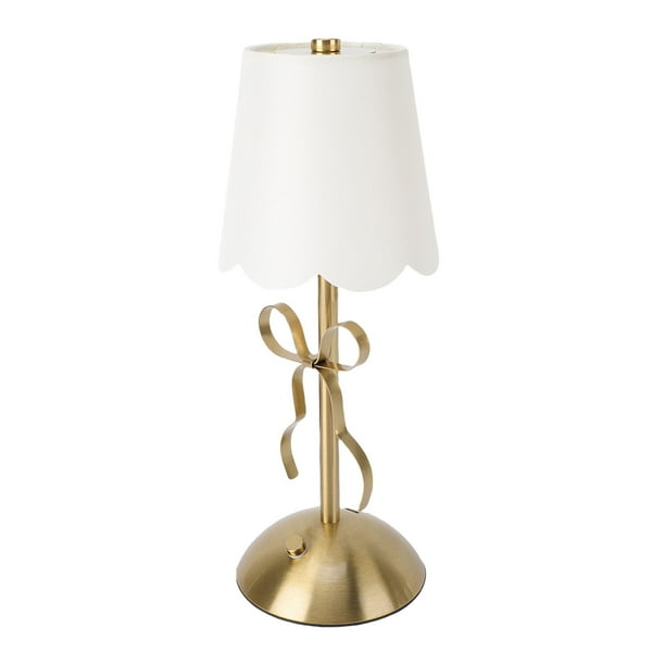 Lámpara Lámpara De Mesa Con Forma De Con Pantalla De Tela Lámpara De Noche Inalámbrica Recargable De Metal Decorativa Linda Para Dormitorio
