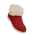 thumbnail image 4 of Aueoeo Womens Winter Flat Boots Furs Snow Boots Ankle Booties Fuzzy Warm Short Boots for Girl Side Zip Boots Red, 4 of 7