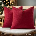 thumbnail image 1 of HAYAN Pack of 2 Red Pillow Covers 20x20 Inch Christmas Soft Chenille Couch Throw Pillows Solid Color Cushion Covers Home Decoration for Spring Sofa Living Room, 1 of 1