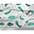 thumbnail image 2 of Soimoi Green Velvet Fabric Leaves & Feather Fabric Prints By Yard 58 Inch Wide, 2 of 3