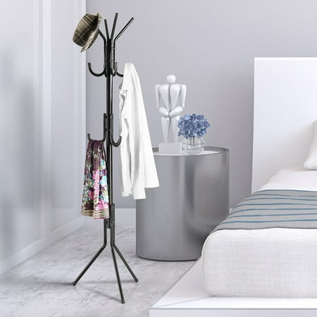 Tree Hanger LANGRIA Standing Entryway Coat Rack Coat Tree Hat Hanger Holder 3 Tier Jacket Umbrella Tree Stand Base Metal ()