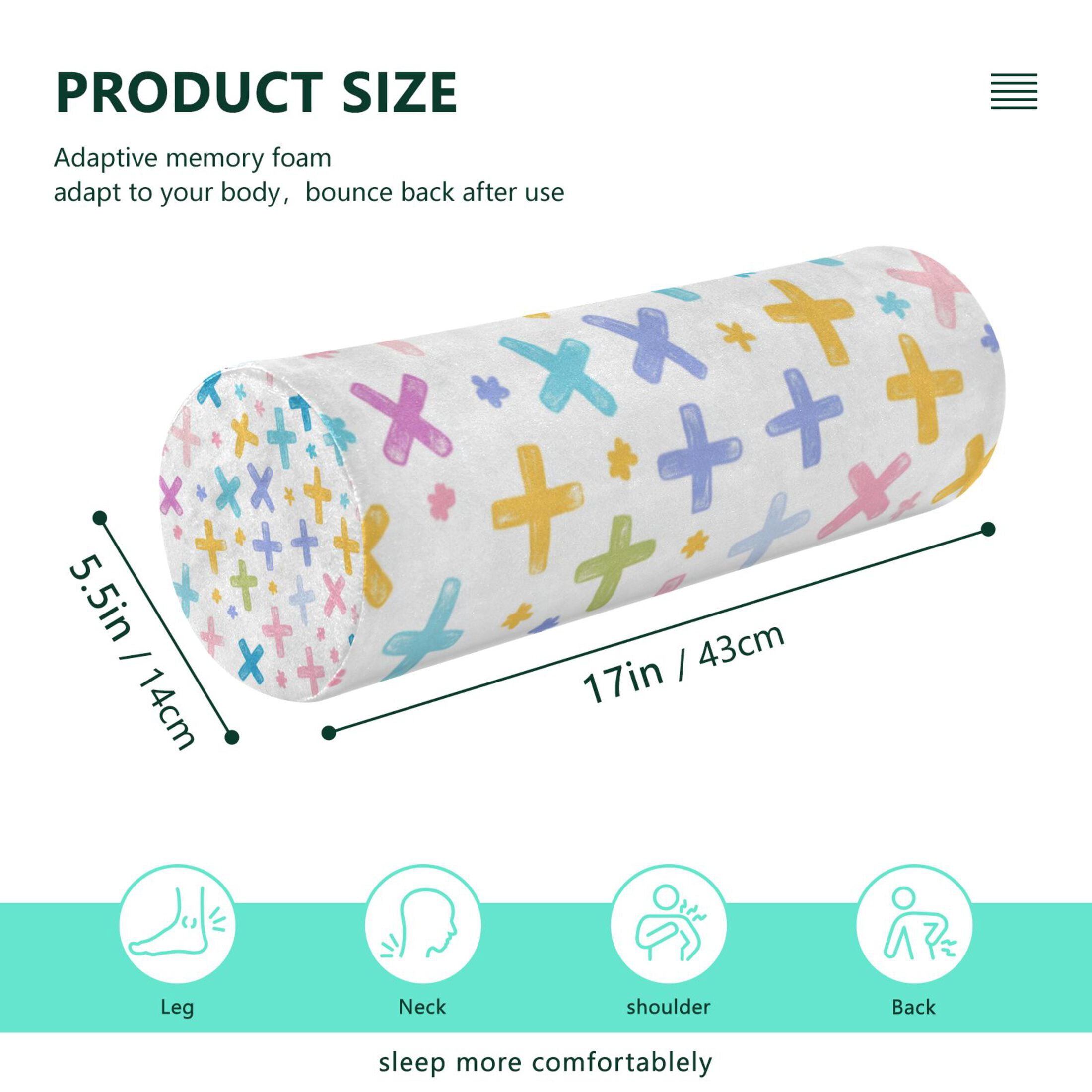 Neck pillow Round Cervical Pillow Cylindrical Pillow Lumbar Pillow Sofa Headrest Pillow Support For the Back, Neck and Head Cartoon Color Cross