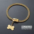 thumbnail image 4 of Collar De Cadena De Perro Dorado, Cadena De Eslabones Cubano, 4 of 7