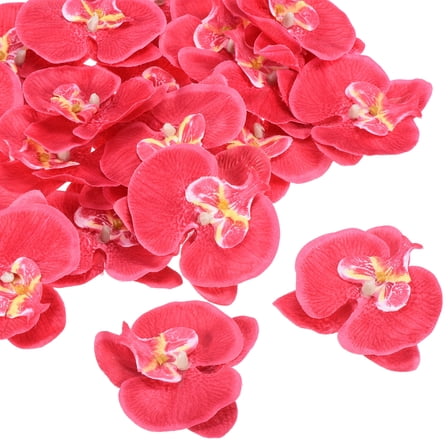 Uxcell 3.5" Artificial Silk Phalaenopsis Orchid Flower Heads for DIY Wedding Decor, Fuchsia 20 Pack