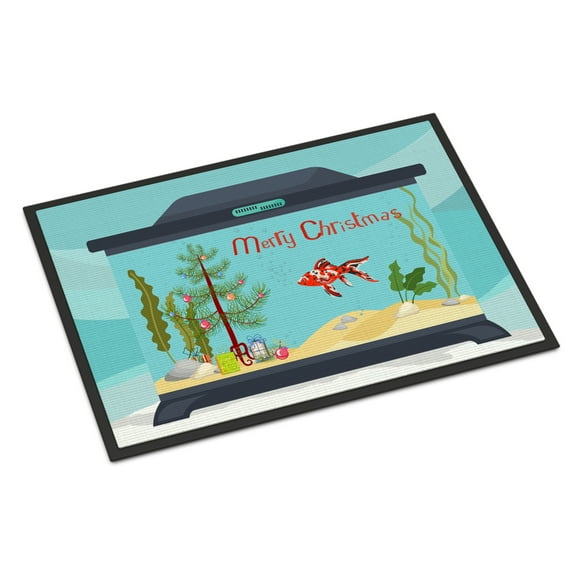 Carolines Treasures CK4517MAT Shubunkin Goldfish Merry Christmas Door Mat Indoor Rug or Outdoor Welcome Mat 18x27