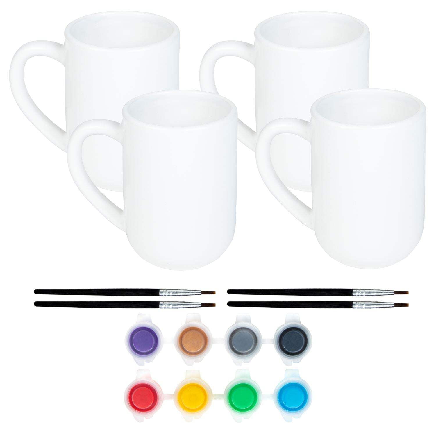 Tulip Painted by Me Mug Painting Craft Kit, 16 Piece Set with 4 Mugs, 8 Paint Pots and 4 Brushes