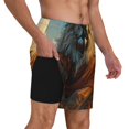 thumbnail image 2 of Naloa Prairie Meditating Lion Print Men Swim Trunks with Compression Liner ,Board Shorts,Men's Swim Shorts with Drawstring and Elastic Waistband-XX-Large, 2 of 6