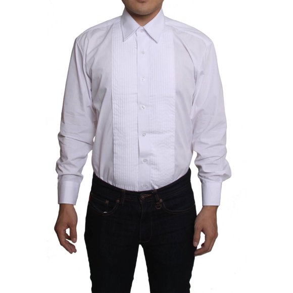 Gravity Threads Mens 1/4 inches Pleat Tuxedo Dress Dress Shirt, 32/33 M