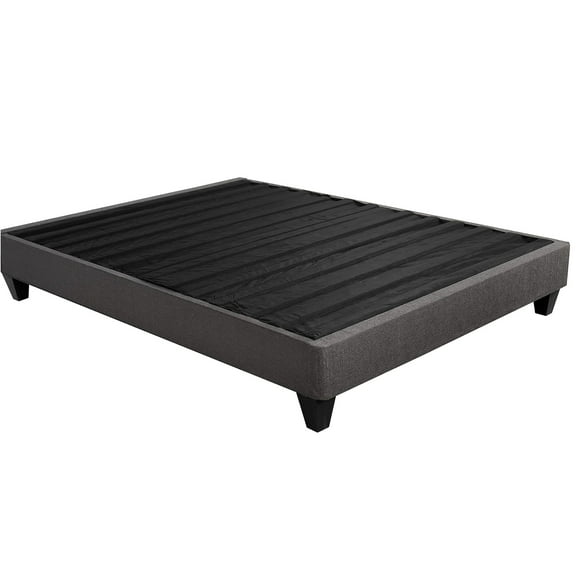 Dark Gray Upholstered Platform Bed Frame Base, 14" For Queen, Contemporary Design, No Box Spring Requirement Queen Base With Upholstery, Mattress, Contemporary,