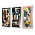 thumbnail image 3 of Designart "Geometric Nostalgia Retro Elementary Style I" Modern Geometric Framed Wall Art Set Of 3 - Blue Abstract Geometric Frame Gallery Set For Office Decor, 3 of 6