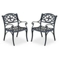 thumbnail image 2 of Bowery Hill Traditional Black Aluminum Outdoor Chair Pair, 2 of 6