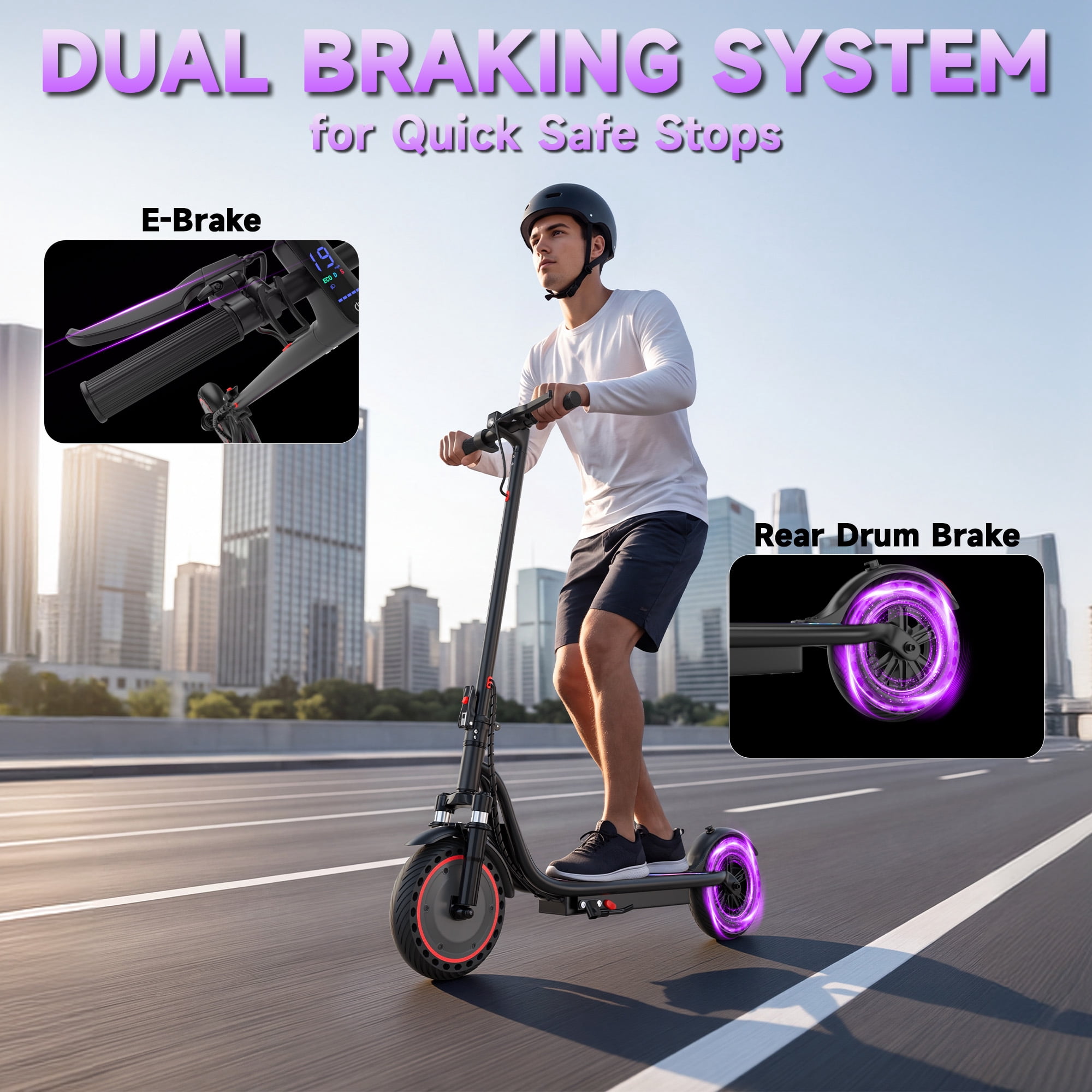 Electric Scooter with Seat, 8.5" E Scooter for Adults Max Speed 19 MPH, Powerful 350W Motor, 22 Miles Long Range, Max Speed 19 MPH