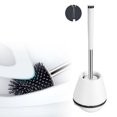 thumbnail image 5 of Juego de escobilla y soporte para inodoro de acero inoxidable con cerdas de silicona suave, juego de escobilla para inodoro de limpieza resistente para organización de almacenamiento en el b, 5 of 5