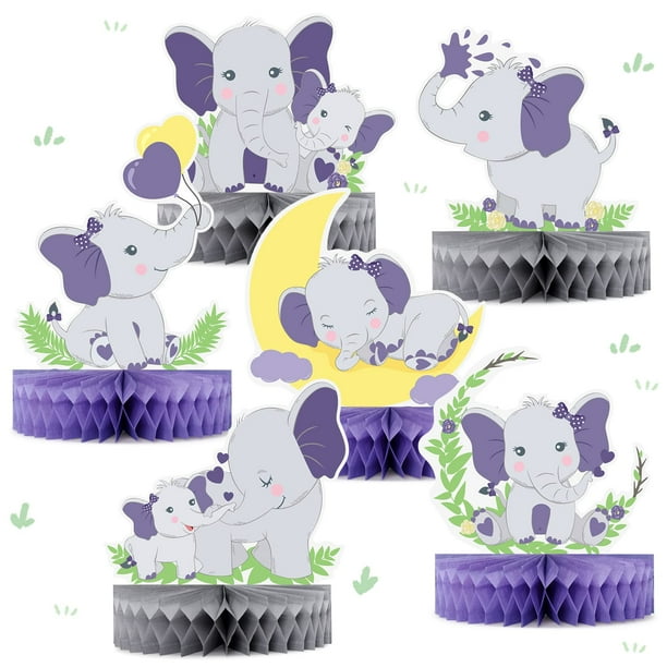 Purple Elephant Centerpieces, Distaratie Elephant Baby Shower